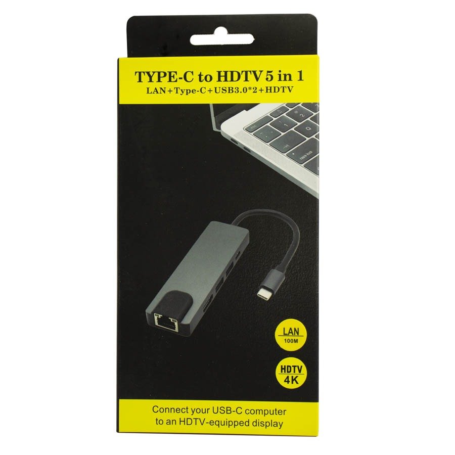 HUB ADAPTADOR-TYPE-C-5-IN-1 Un adaptador USB-C 5 en 1, tambié Hub Adaptador Tipo C 5 en 1 - Imagen 1